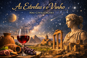 Ela une o fascínio do cosmos com a tradição do vinho — mostrando taças refletindo o brilho das estrelas, anfôras antigas, pirâmides e ruínas romanas sob a Via Láctea. O resultado transmite a ideia de como o vinho e o céu sempre inspiraram as civilizações ao longo da história. As Estrelas e o Vinho.