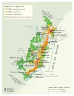 Mapa descritivo de Cote De Beâune e seus principais distritos